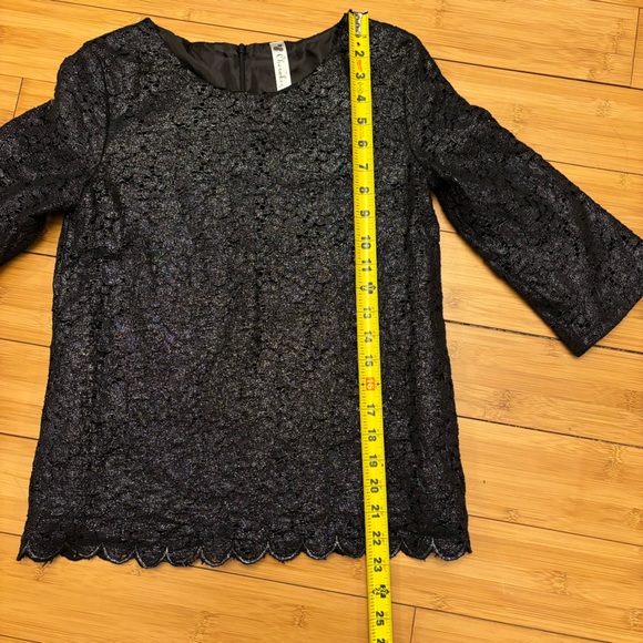 Cherokee shimmery black lace shirt for girls. Fully lined,  XL, scalloped hem. - Picture 8 of 8